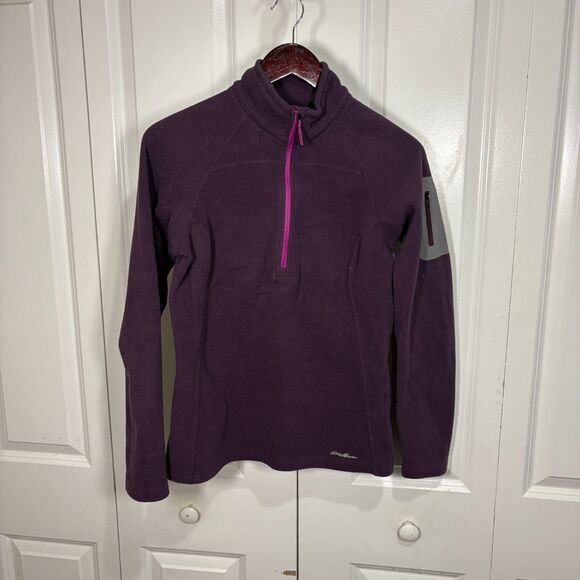 Eddie Bauer First Ascent Polartec Fleece Womens M Purple 1/4 Zip Outdoor Hiking - Picture 1 of 8